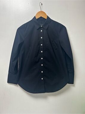 Talbots Black 100% Cotton Button‎ Front Shirt Petite P Fits Small Classic Top